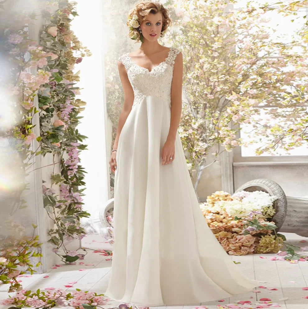 Sexy V-neck Court Train Backless Ball Gown