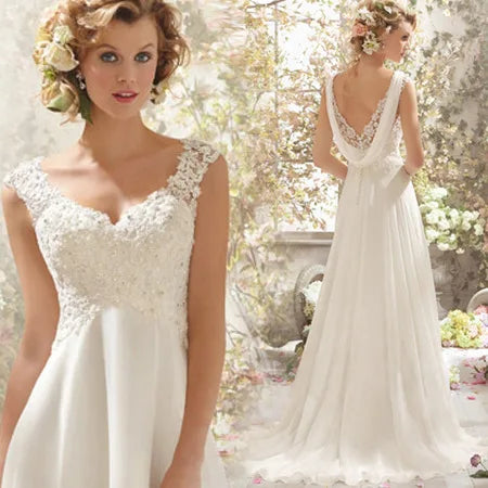 Sexy V-neck Court Train Backless Ball Gown