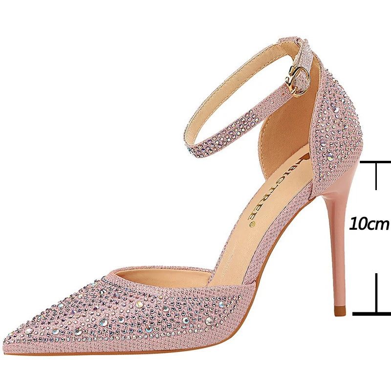 Elegant Crystal Pumps 10cm Wedding Heels