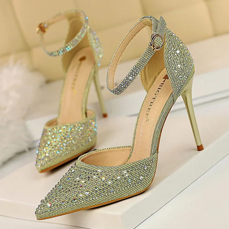 Elegant Crystal Pumps 10cm Wedding Heels