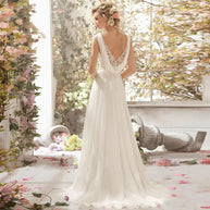 Sexy V-neck Court Train Backless Ball Gown