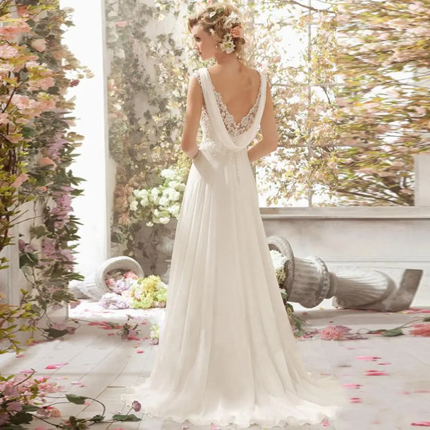 Sexy V-neck Court Train Backless Ball Gown
