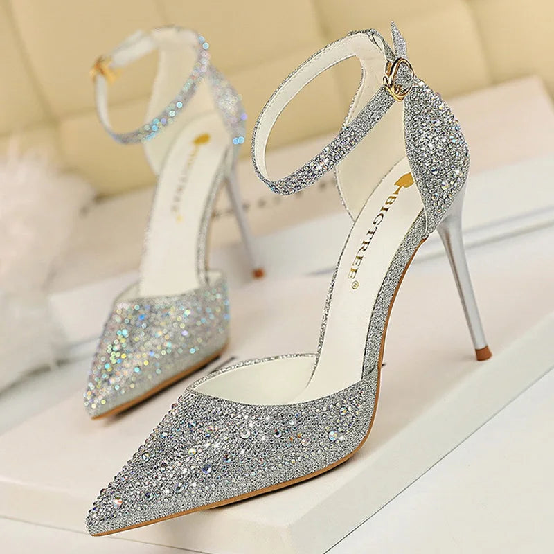 Elegant Crystal Pumps 10cm Wedding Heels