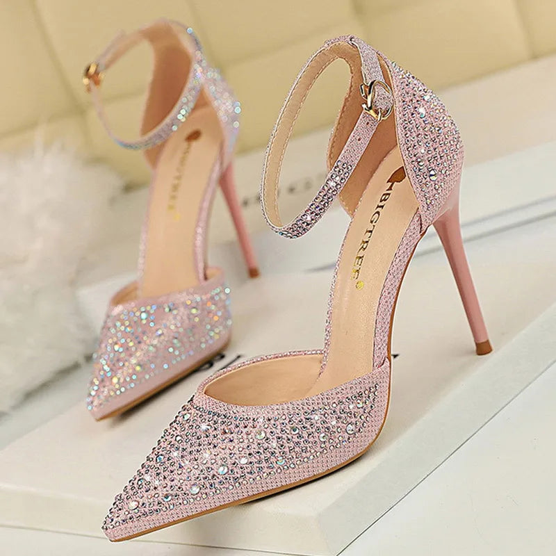 Elegant Crystal Pumps 10cm Wedding Heels