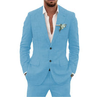 Men’s Casual Linen Slim-Fit Suit – 2-Piece Wedding Tuxedo