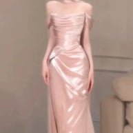 Pink One-Shoulder Evening Gown
