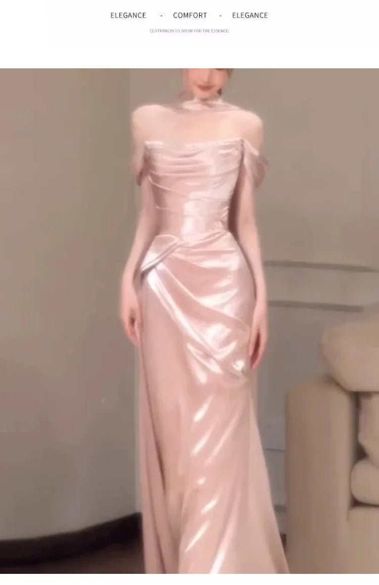Pink One-Shoulder Evening Gown