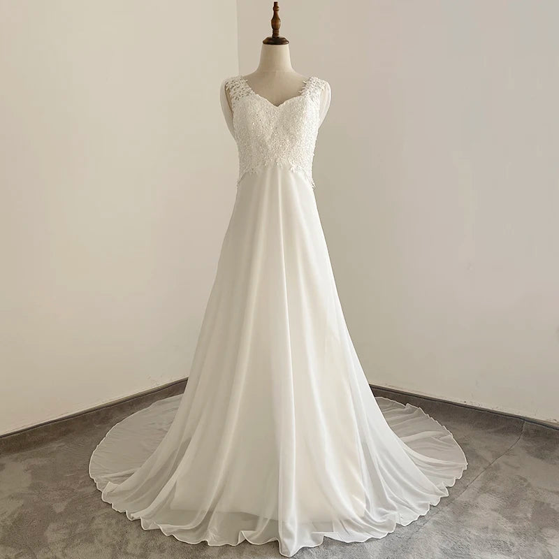 Sexy V-neck Court Train Backless Ball Gown