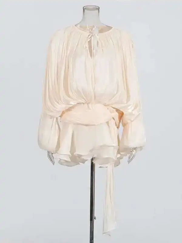 Solid Blouse Mini Dresses For Women