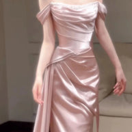 Pink One-Shoulder Evening Gown