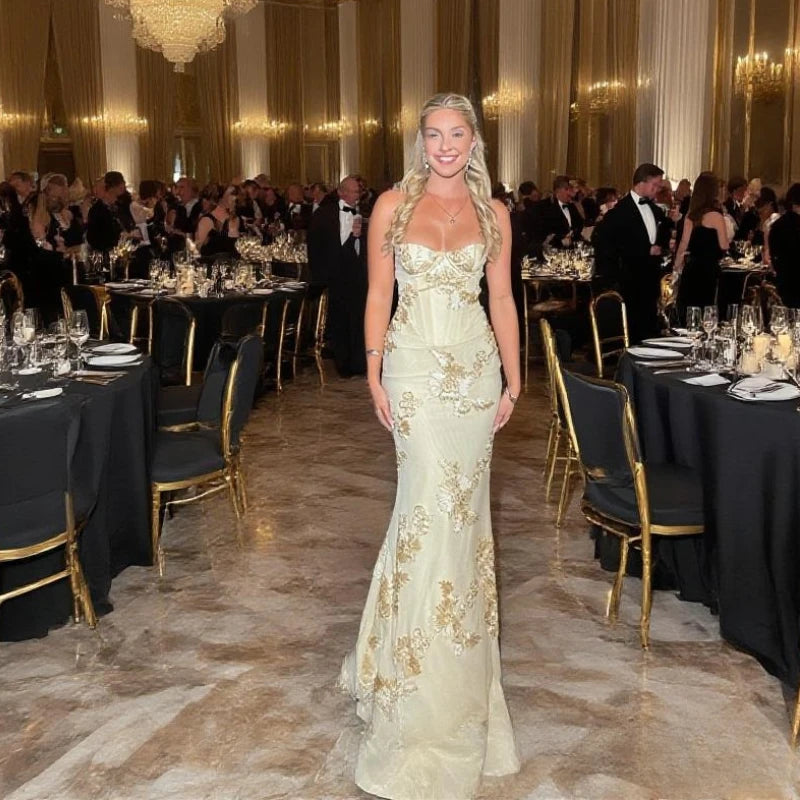 3D Floral Backless Mermaid Gala Gown
