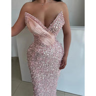 Glam Mermaid Strapless Prom Dress