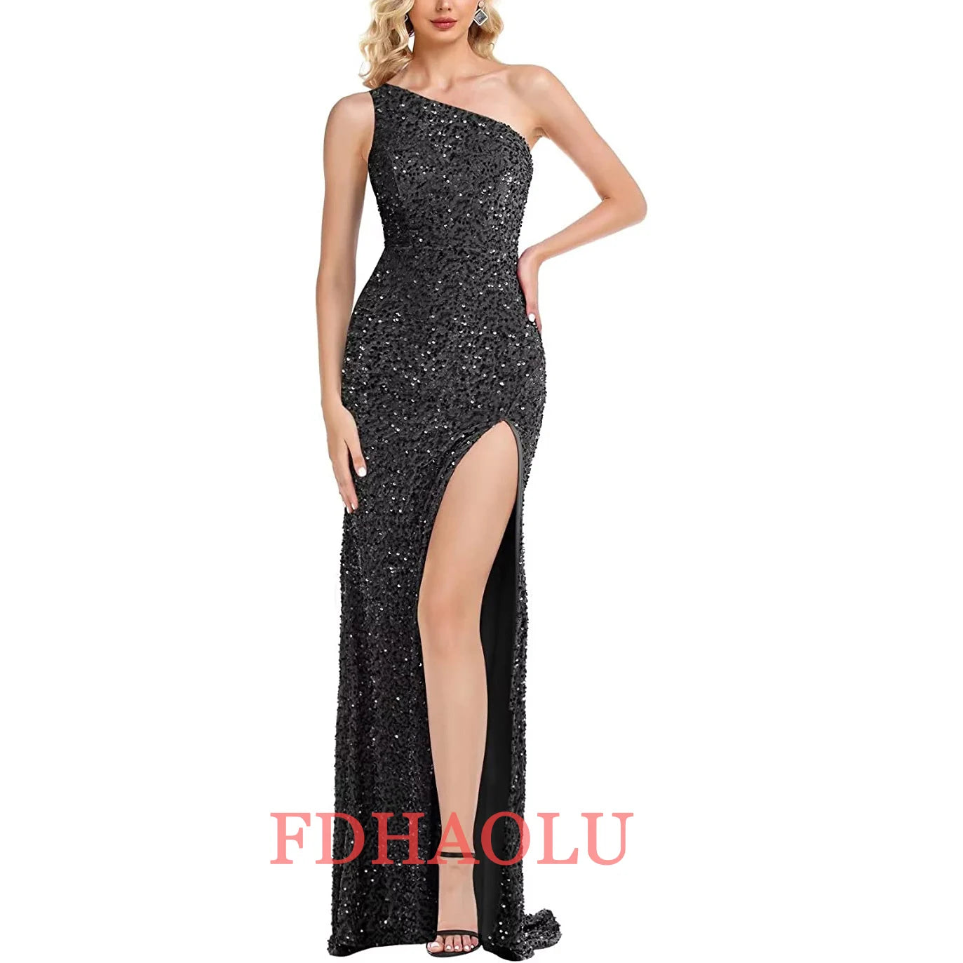 One-Shoulder Sleeveless Sweep Dresses