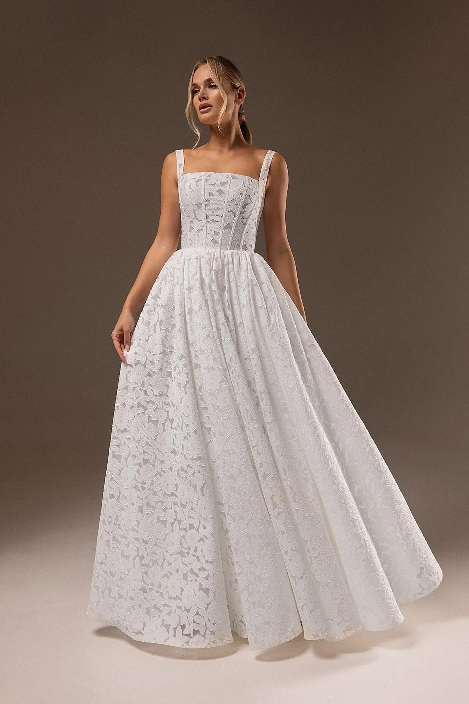 Elegant A-Line Lace Wedding Reception Dress