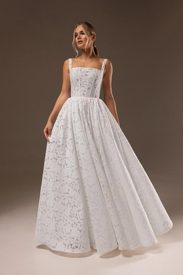 Elegant A-Line Lace Wedding Reception Dress