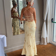 3D Floral Backless Mermaid Gala Gown