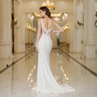 Elegant Straps White Mermaid Wedding Dresses