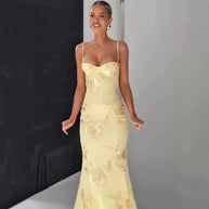 3D Floral Backless Mermaid Gala Gown