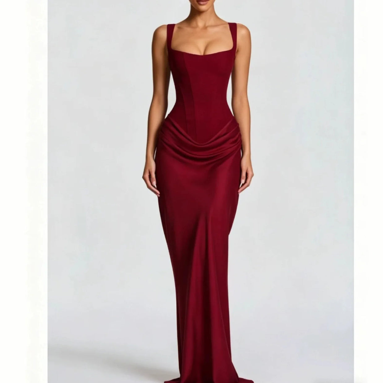 Square-Neck Fishtail Formal Dress