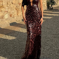 Women Sequin Sling Maxi Dress