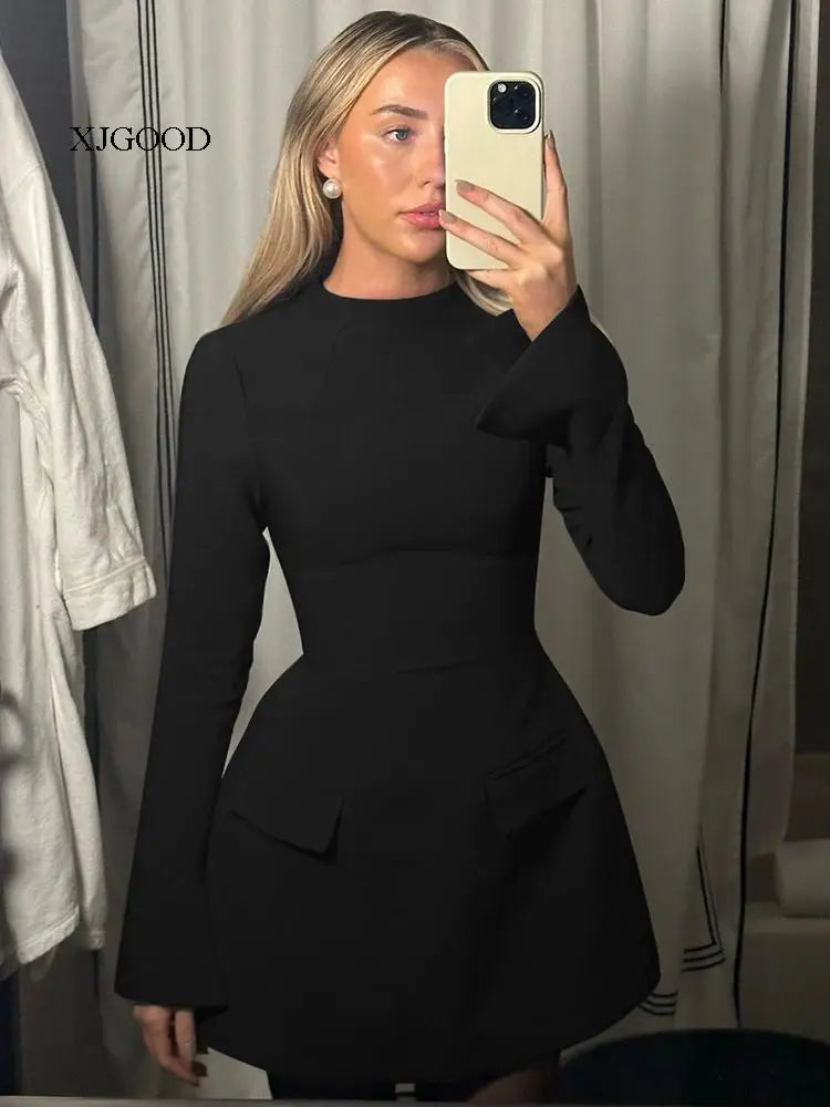 Waist-Cinched Midi Dress for Fall & Winter