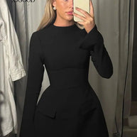 Waist-Cinched Midi Dress for Fall & Winter