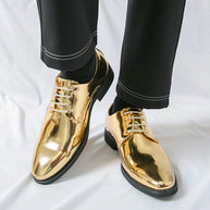 Golden Leather Party Shoes for Men