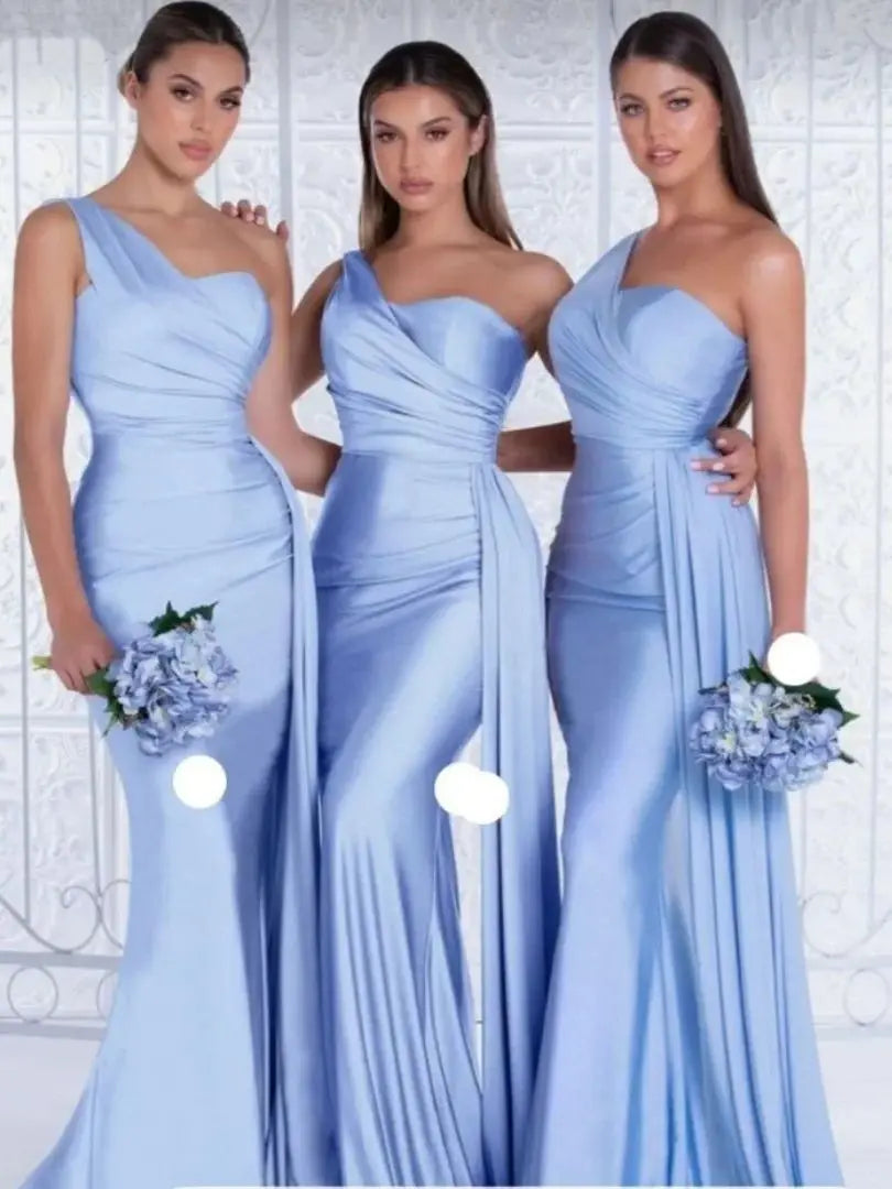 Satin One-Shoulder Bridesmaid Dresses