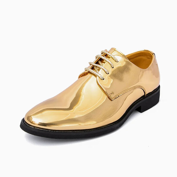 Golden Leather Party Shoes for Men