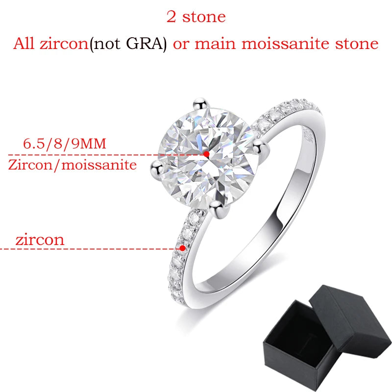 925 Sterling Silver Moissanite Ring for Women