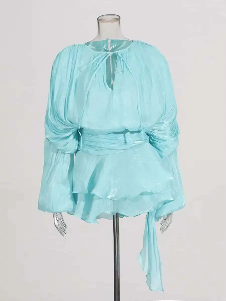 Solid Blouse Mini Dresses For Women