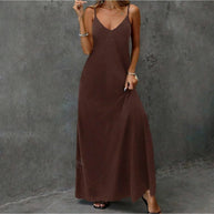 V-Neck Backless Slip Maxi Sundress