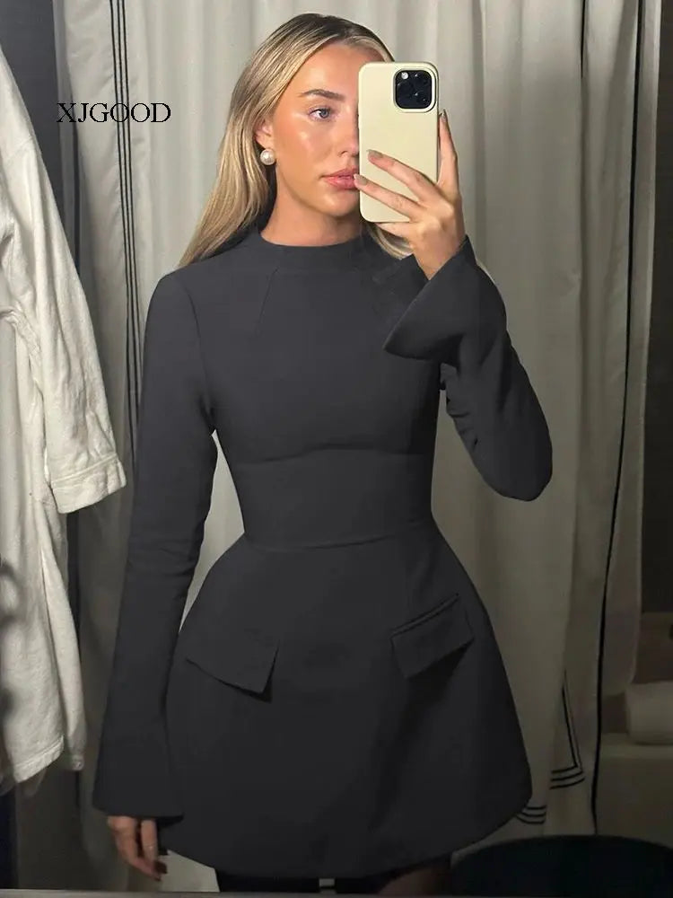 Waist-Cinched Midi Dress for Fall & Winter