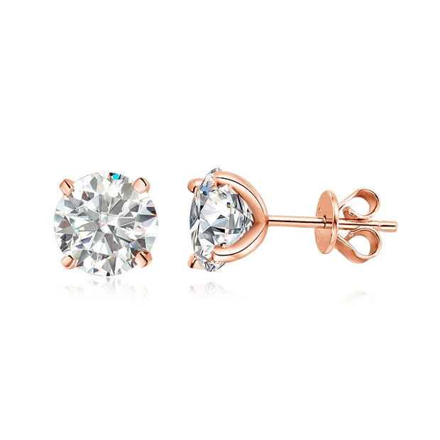 Rose Gold Color Moissanite Stud Earrings for Women