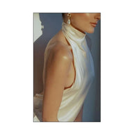 High-Neck Satin Mermaid Wedding Dress