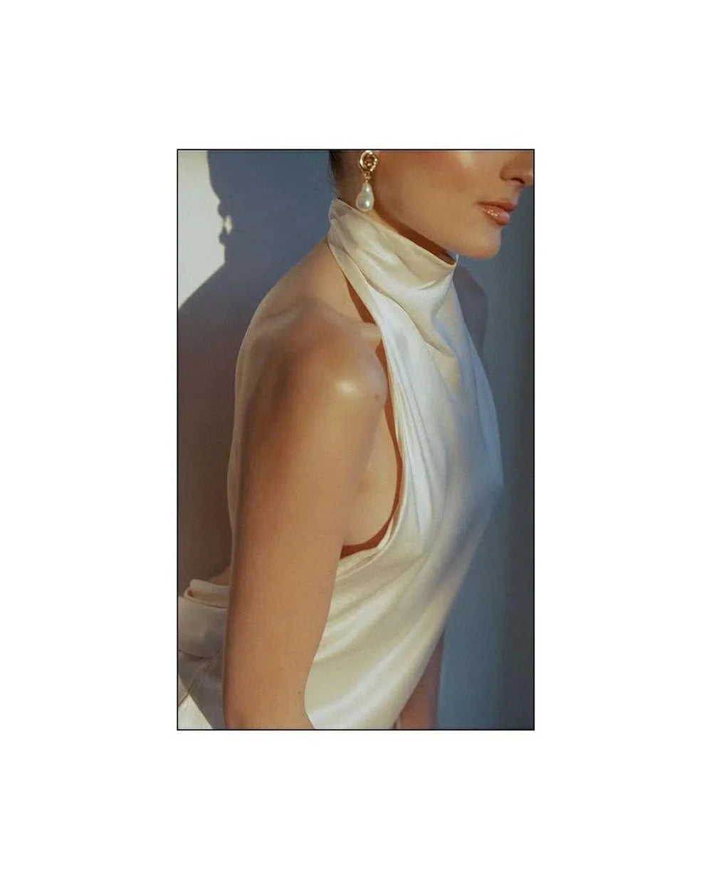 High-Neck Satin Mermaid Wedding Dress