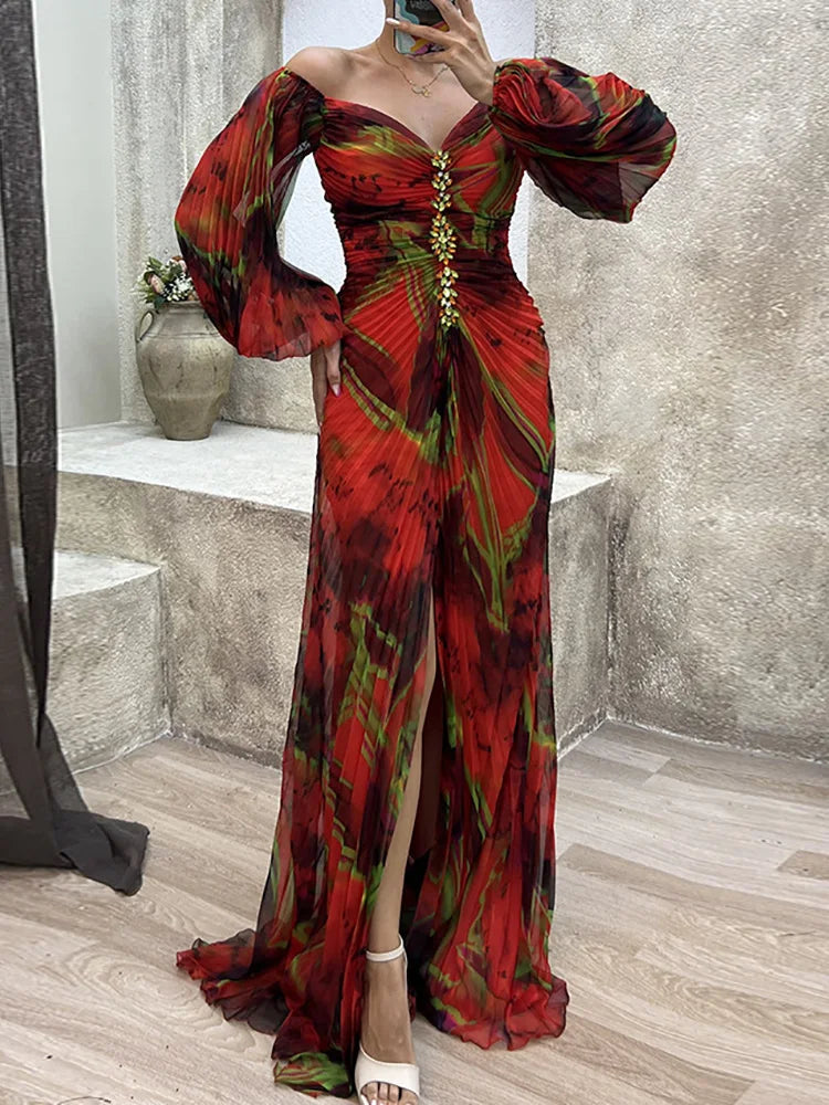 V-Neck Sexy Split Maxi Dress