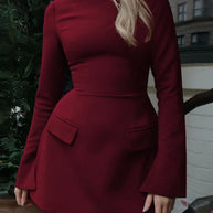 Waist-Cinched Midi Dress for Fall & Winter