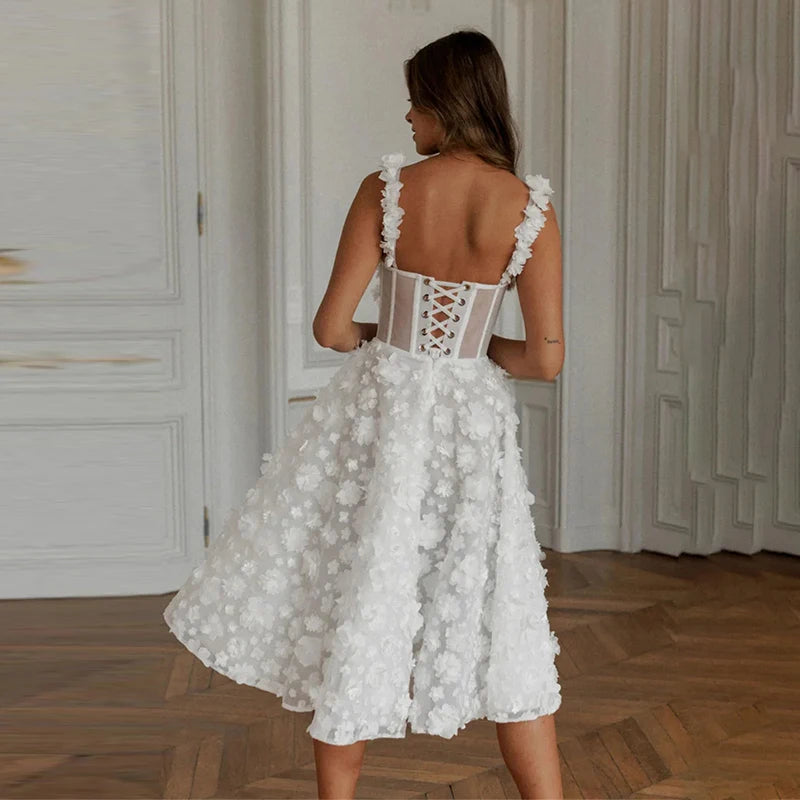 Woman Knee Length Corset Prom Dress