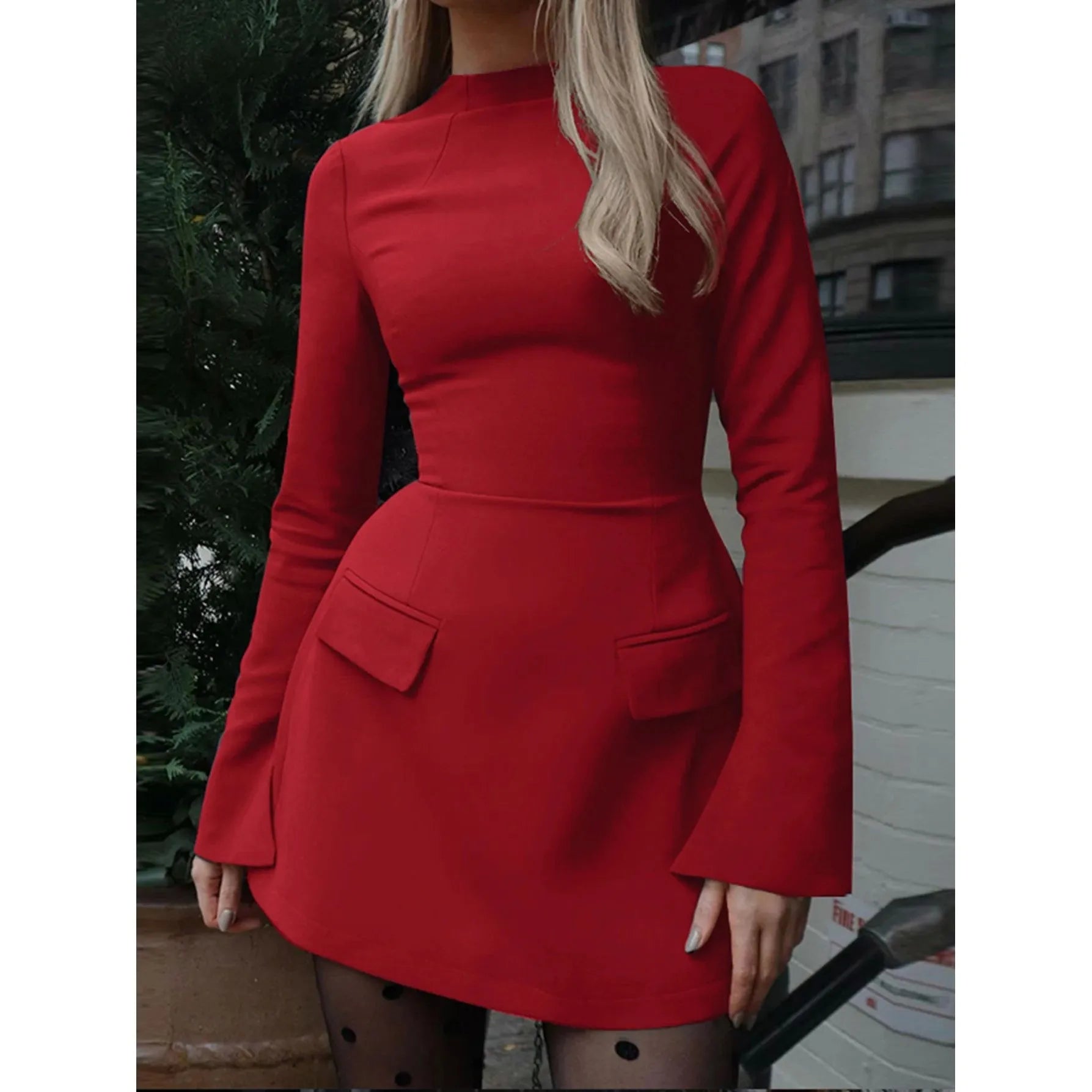 Waist-Cinched Midi Dress for Fall & Winter