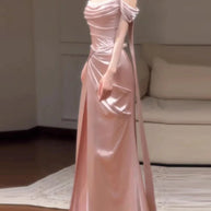 Pink One-Shoulder Evening Gown