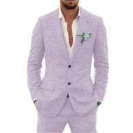 Men’s Casual Linen Slim-Fit Suit – 2-Piece Wedding Tuxedo
