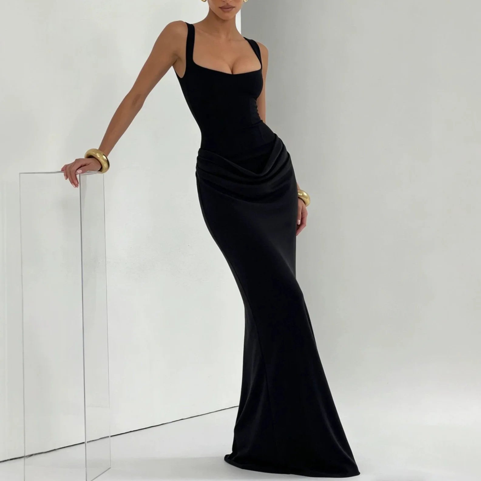 Square-Neck Fishtail Formal Dress