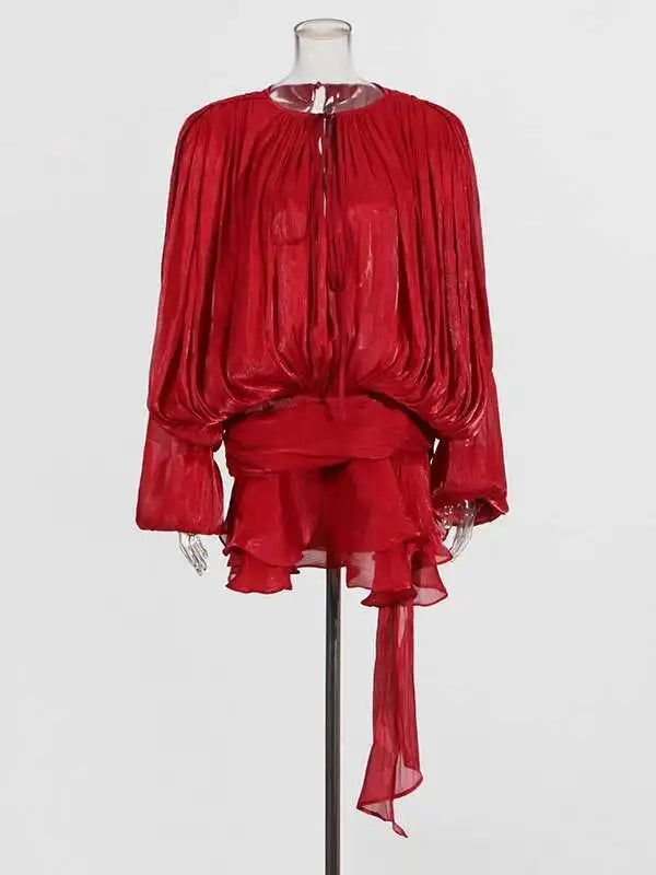 Solid Blouse Mini Dresses For Women