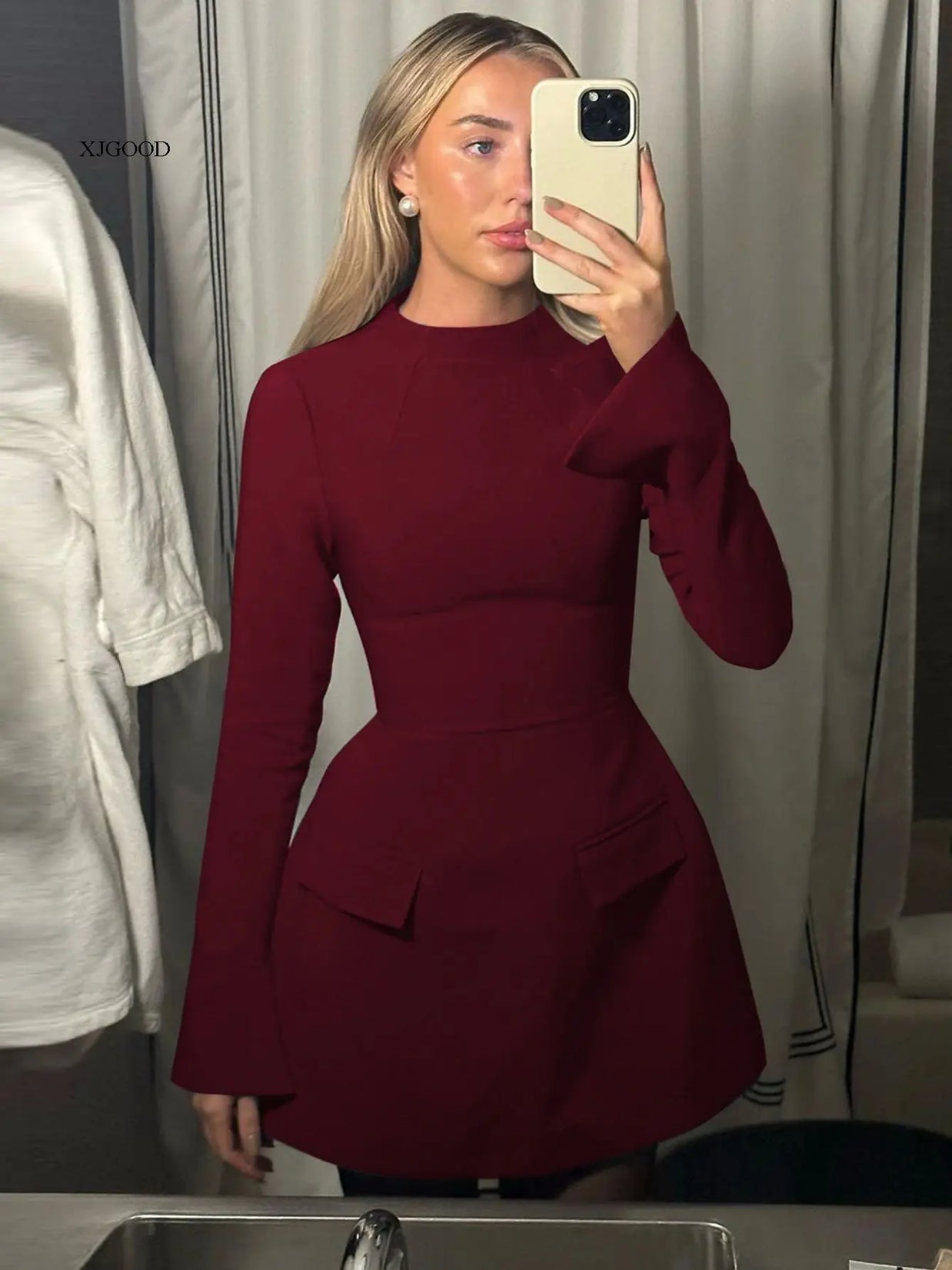 Waist-Cinched Midi Dress for Fall & Winter