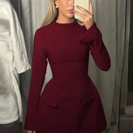 Waist-Cinched Midi Dress for Fall & Winter