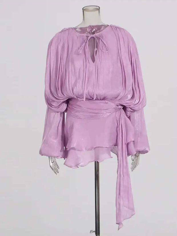 Solid Blouse Mini Dresses For Women