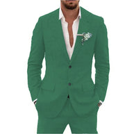 Men’s Casual Linen Slim-Fit Suit – 2-Piece Wedding Tuxedo