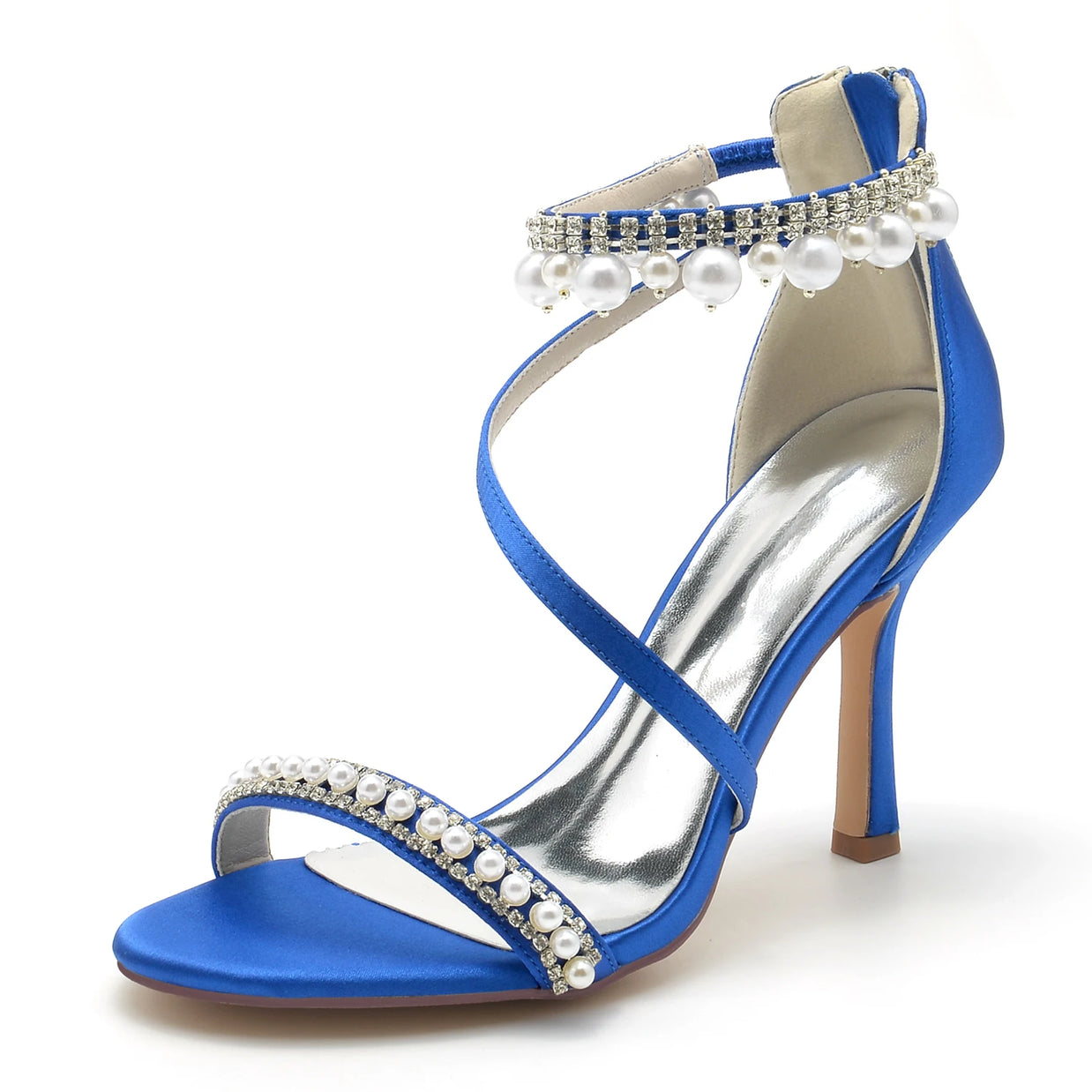 Open Toe Ankle Strap Women's Wedding Shoes With Rhinestone Tassel