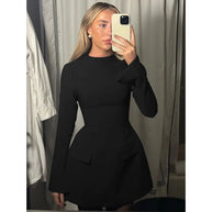 Waist-Cinched Midi Dress for Fall & Winter